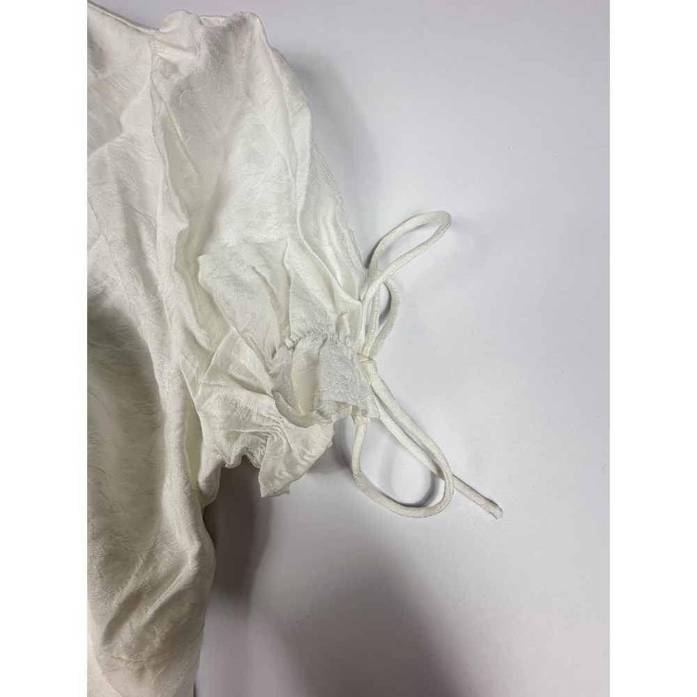 Petal & Pup White Puff Sleeve Mini Dress Women's US 6 Cottage core Jacquard - Picture 5 of 10